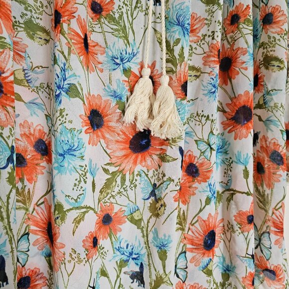 NWT Lil Bees Bohemian Daisy Print Off the Shoulder Bell Sleeve Peasant Top - S - Picture 4 of 9